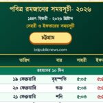 Chattogram Ramadan Calendar 2026 Sehri Iftar Time CTG