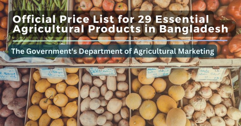 Official Price List for 29 Essential Agricultural Products in Bangladesh Declared by Government