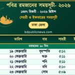 Ramadan Calendar 2026 Sehri Iftar Time Dhaka